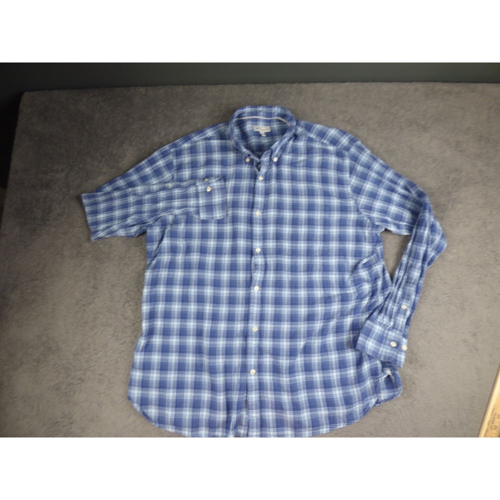 Peter Millar Mens Blue White Plaid Button Down Shirt XL MF19W80CVL - Picture 2 of 9